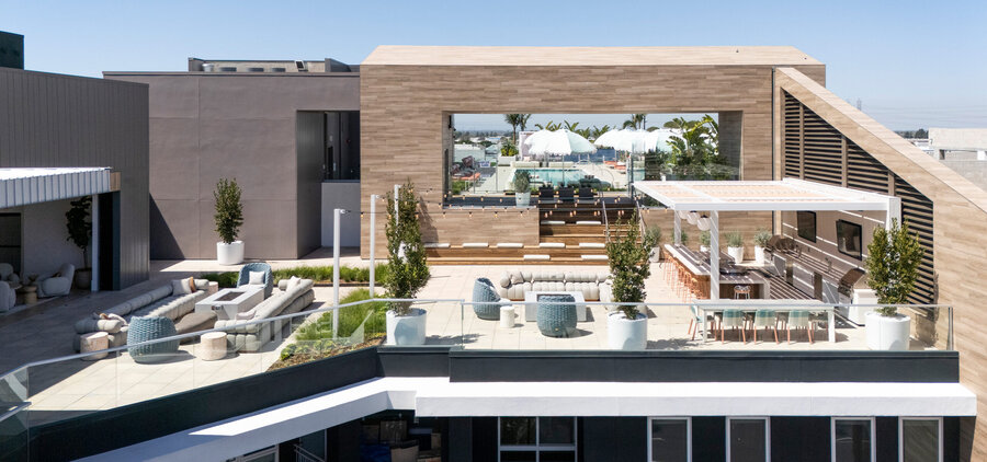 Cloud House parking structure rooftop amenity deck
