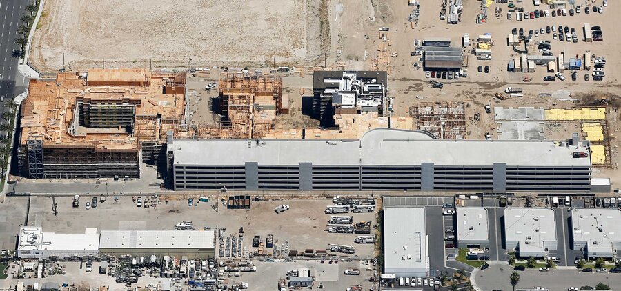 The Core parking structure aerial view during construction